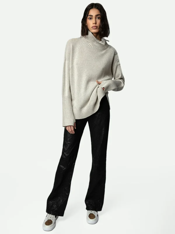 Zadig&Voltaire Alma Jewelled Cashmere Sweater Mastic Best