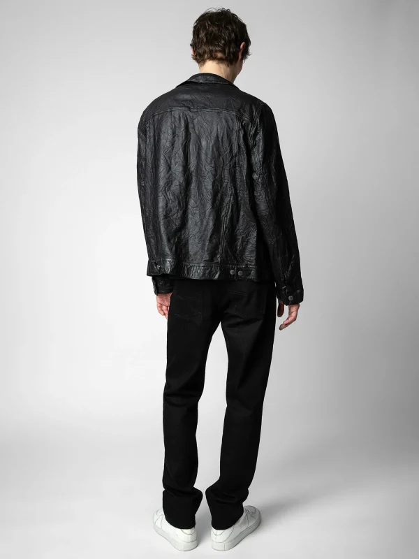 Zadig&Voltaire Base Crinkled Leather Jacket Black Outlet