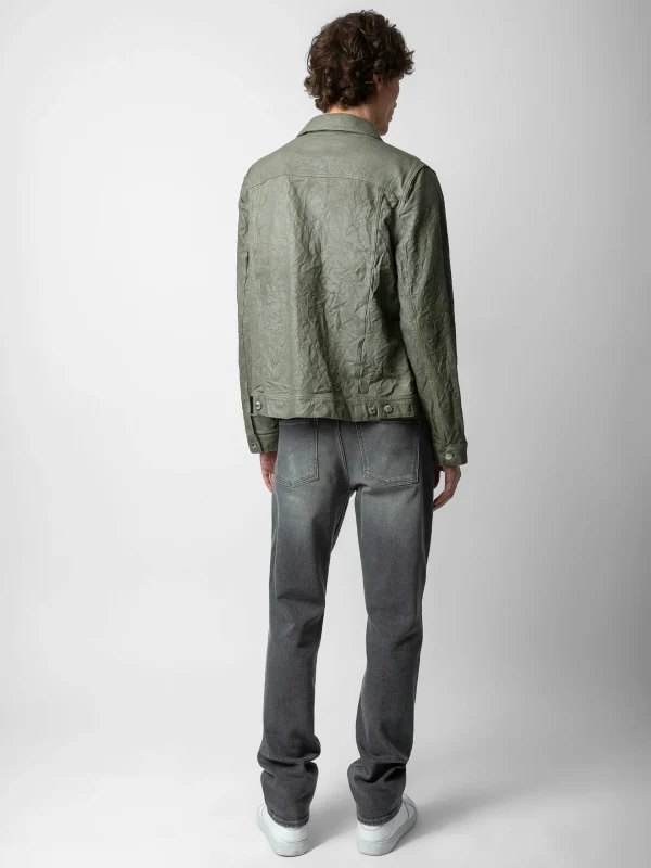 Zadig&Voltaire Base Crinkled Leather Jacket Treillis New