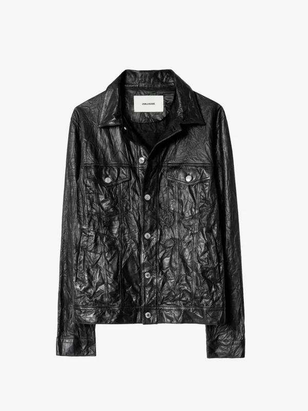 Zadig&Voltaire Base Crinkled Leather Jacket Black Outlet