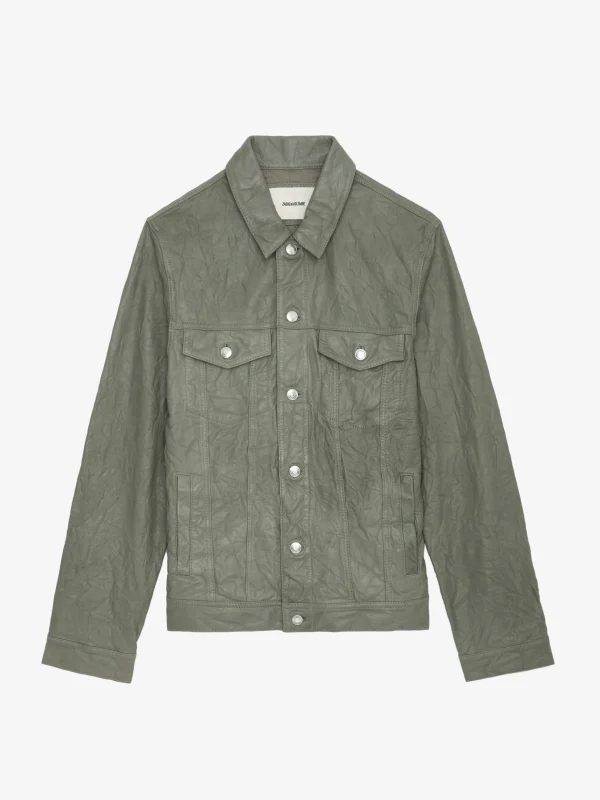 Zadig&Voltaire Base Crinkled Leather Jacket Treillis New