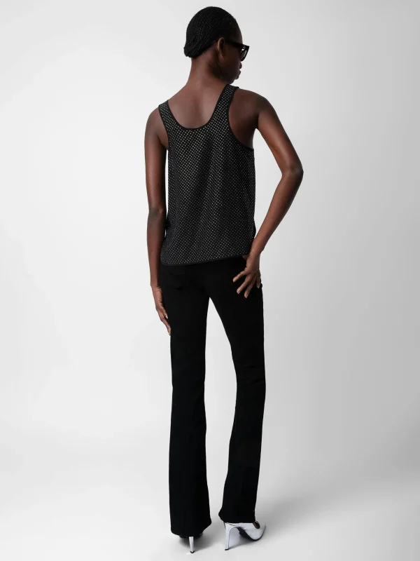 Zadig&Voltaire Carys Diamanté Silk Top Black Clearance