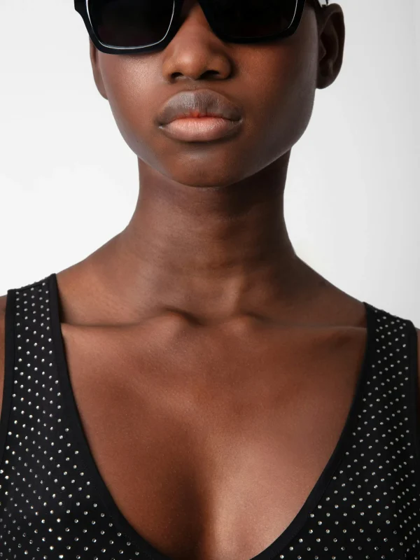 Zadig&Voltaire Carys Diamanté Silk Top Black Clearance
