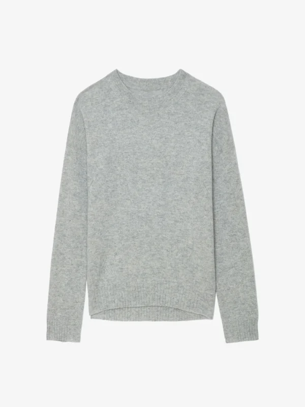 Zadig&Voltaire Cici Patch Cashmere Sweater Gris chine clair Cheap