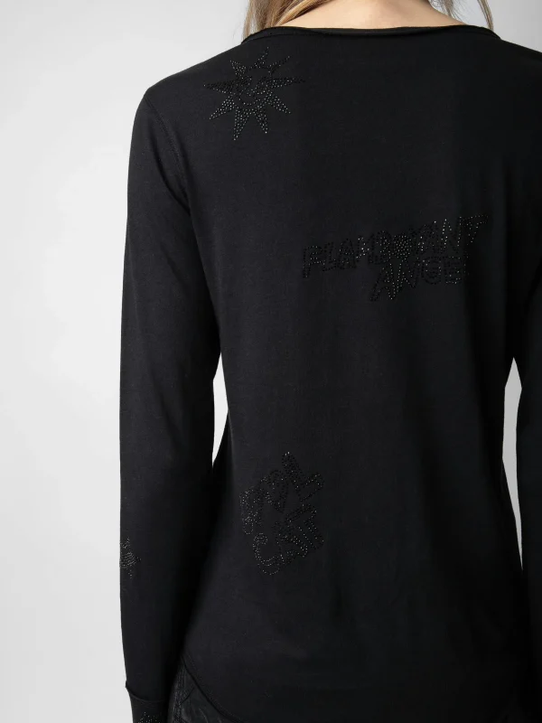 Zadig&Voltaire Diamanté Henley Top Black Store