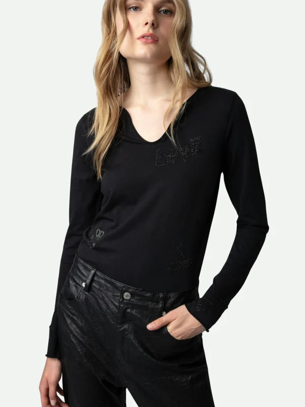 Zadig&Voltaire Diamanté Henley Top Black Store