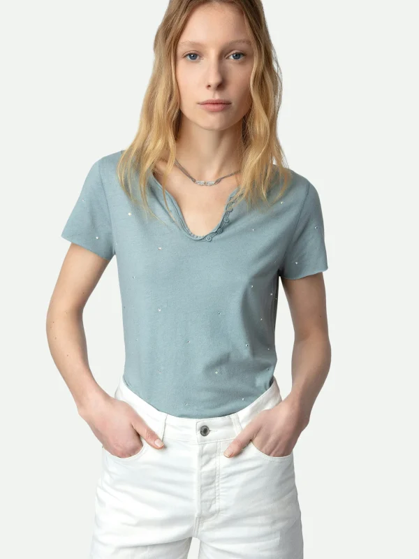 Zadig&Voltaire Diamanté Henley T-shirt Glacier Store