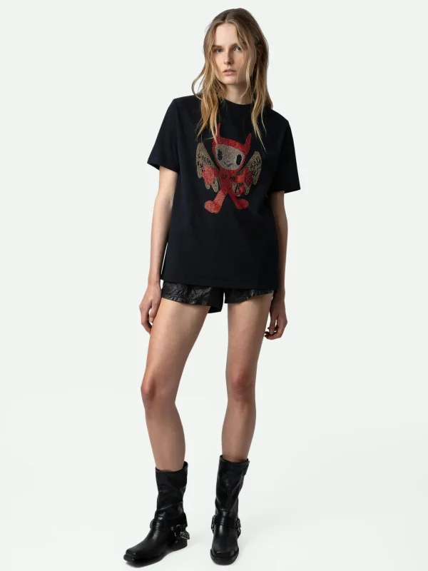 Zadig&Voltaire Edwin Devil Diamanté T-shirt Black Best