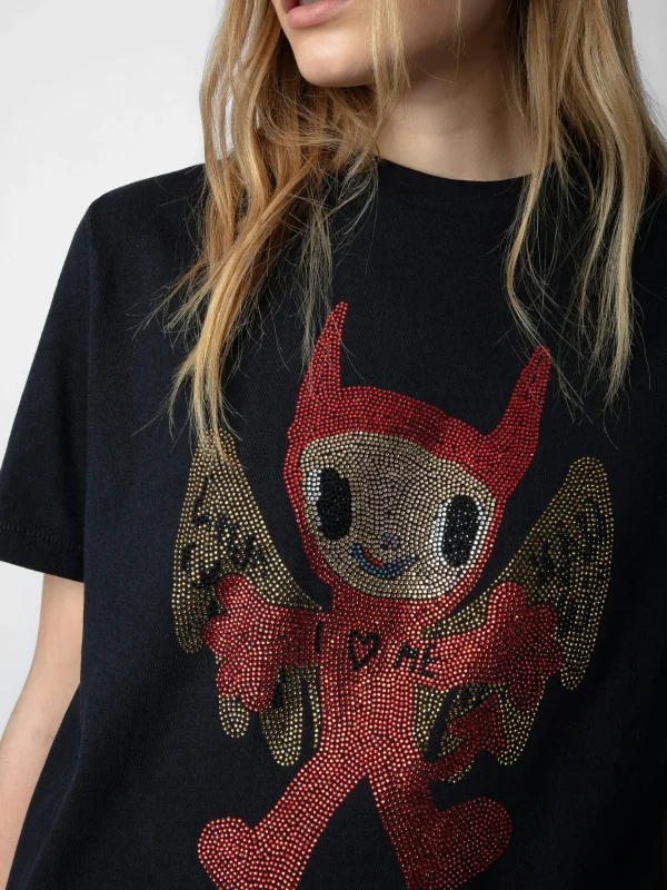 Zadig&Voltaire Edwin Devil Diamanté T-shirt Black Best