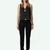 Zadig&Voltaire Emaux Satin Vest Black Discount