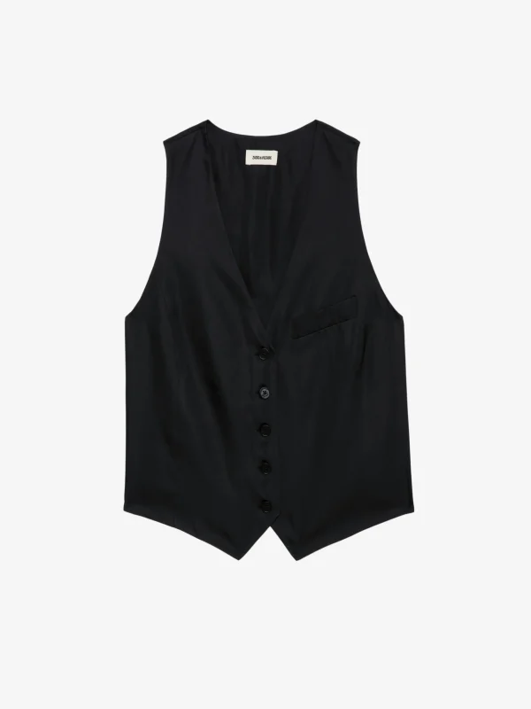 Zadig&Voltaire Emaux Satin Vest Black Discount
