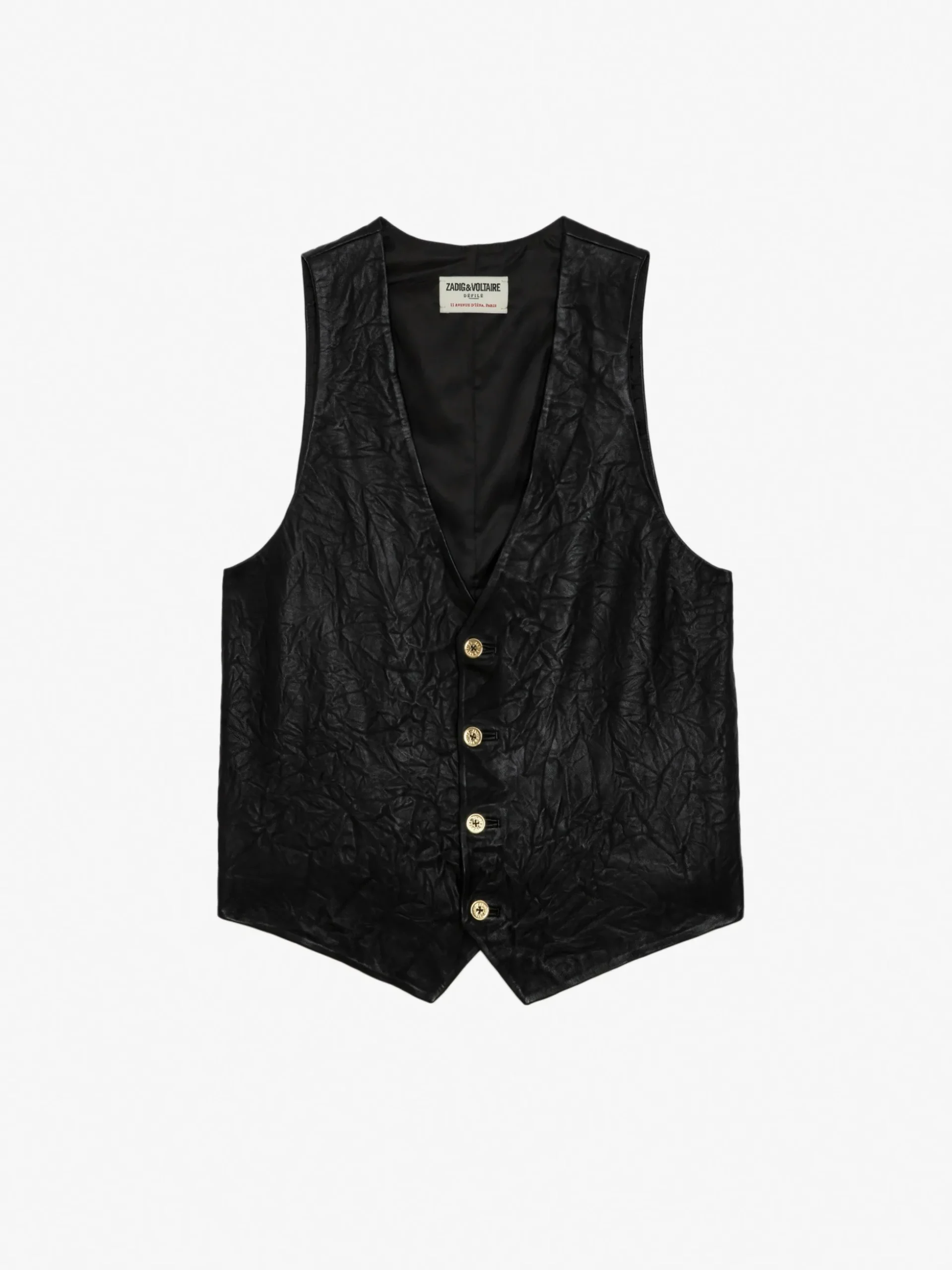 emilie_crinkled_leather_vest_5.webp Zadig&Voltaire Emilie Crinkled Leather Vest Black Clearance