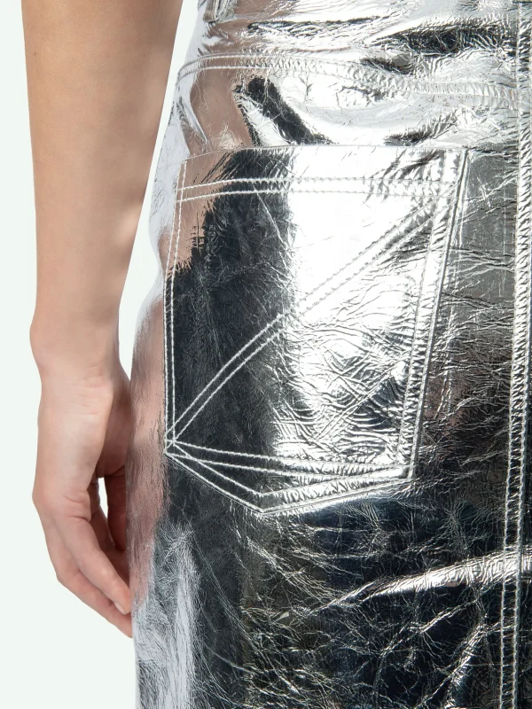 Zadig&Voltaire John Leather Skirt Silver Flash Sale