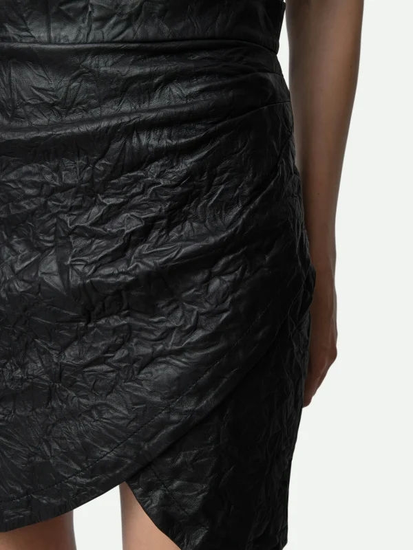 Zadig&Voltaire Julipe Crinkled Leather Skirt Black Discount