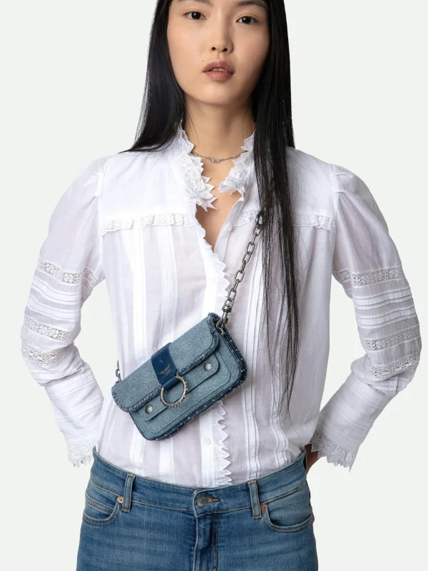 Zadig&Voltaire Kate Wallet Denim Glitter Bag Storm Cheap