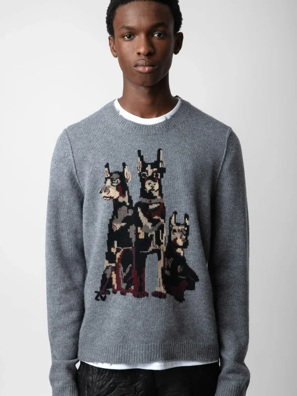 Zadig&Voltaire Kennedy Cashmere Sweater Gris moyen Outlet