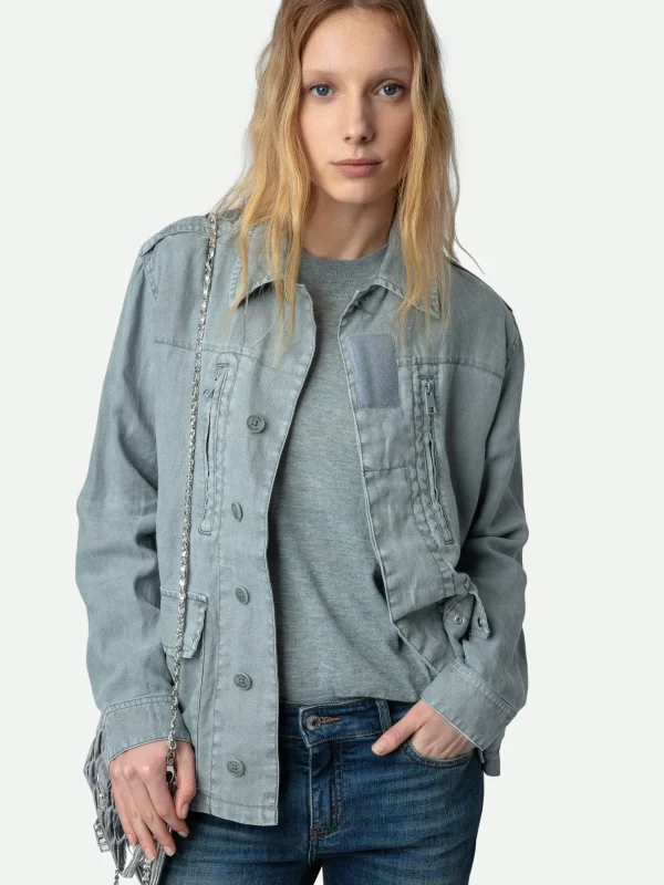 Zadig&Voltaire Kid Linen Jacket Glacier Hot