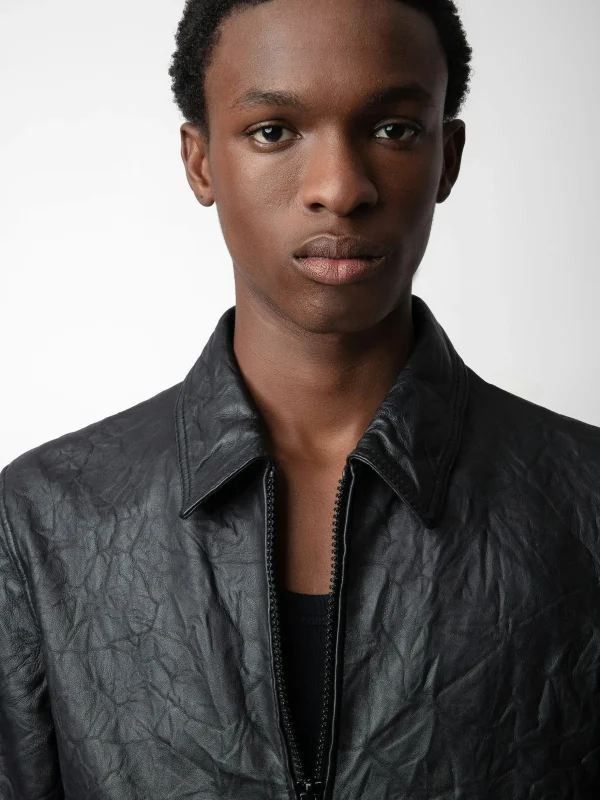 Zadig&Voltaire Lasso Crinkled Leather Jacket Black Shop