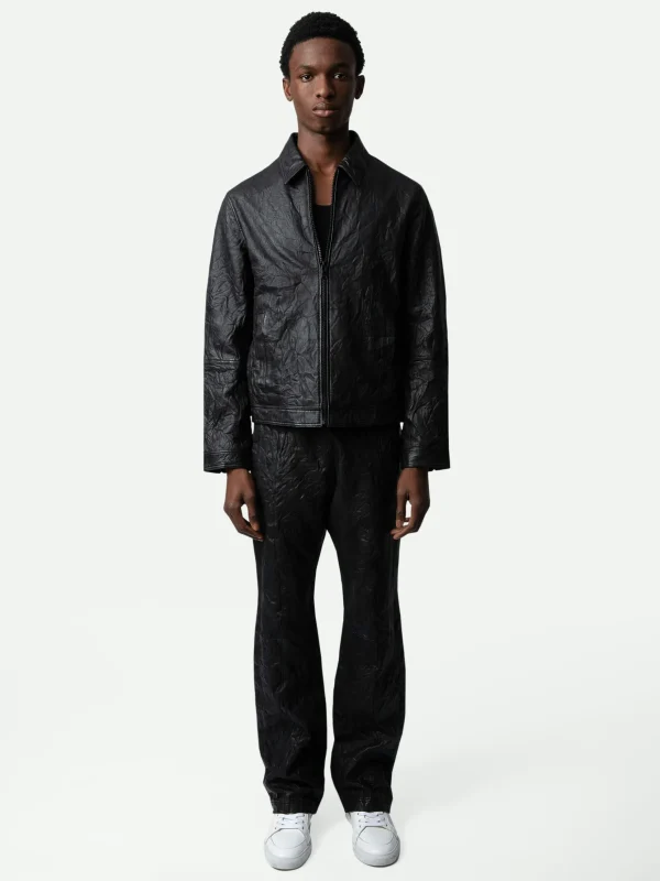 Zadig&Voltaire Lasso Crinkled Leather Jacket Black Shop