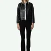 Zadig&Voltaire Litchi Leather Jacket Black Fashion