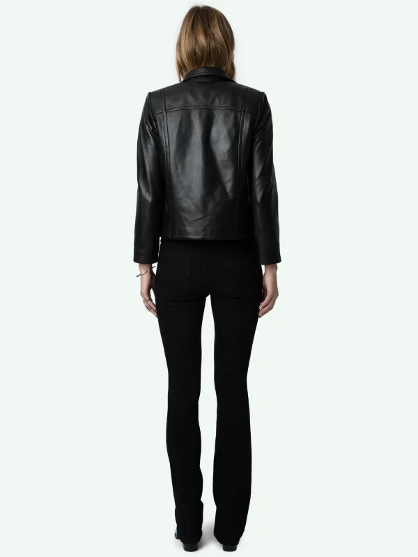 Zadig&Voltaire Litchi Leather Jacket Black Fashion