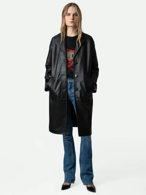 Zadig&Voltaire Macari Leather Coat Black Store