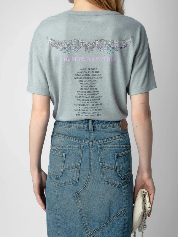 Zadig&Voltaire Marta Concert Diamanté T-shirt Oyster Outlet