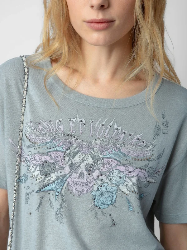 Zadig&Voltaire Marta Concert Diamanté T-shirt Oyster Outlet