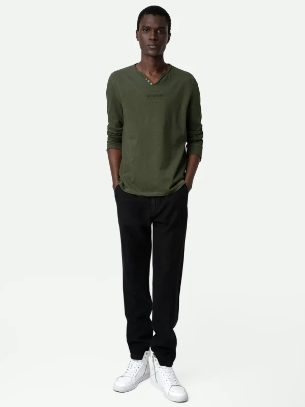 Zadig&Voltaire Monastir Henley T-shirt Used kaki Cheap