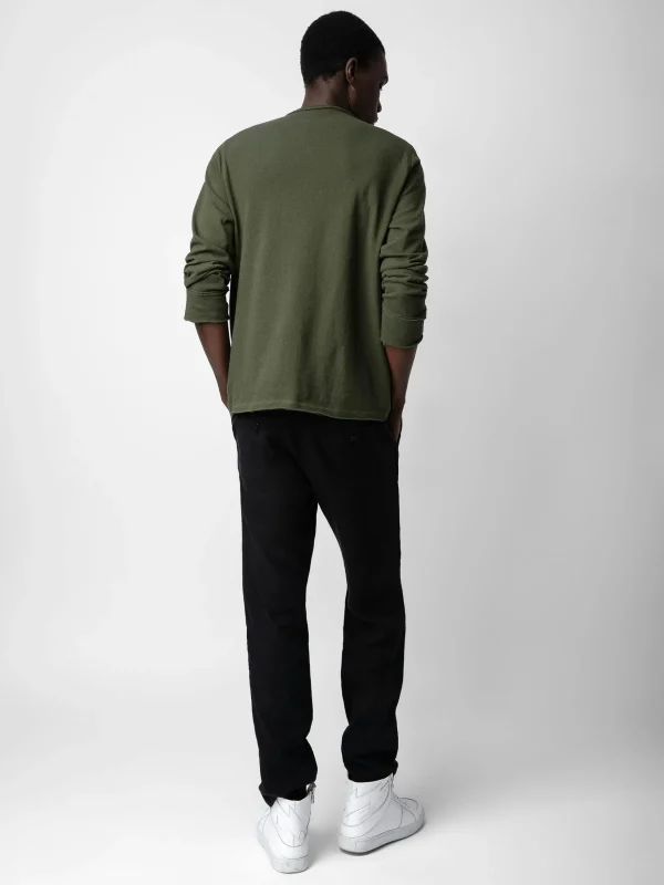 Zadig&Voltaire Monastir Henley T-shirt Used kaki Cheap