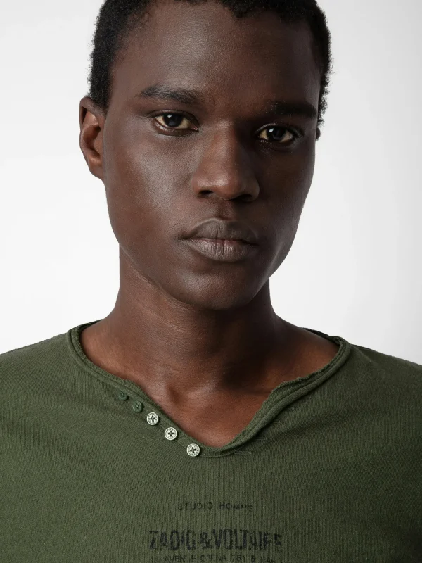 Zadig&Voltaire Monastir Henley T-shirt Used kaki Cheap
