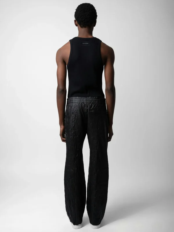Zadig&Voltaire Pacha Crinkled Leather Pants Black Fashion