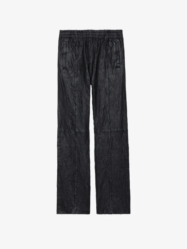 Zadig&Voltaire Pacha Crinkled Leather Pants Black Fashion