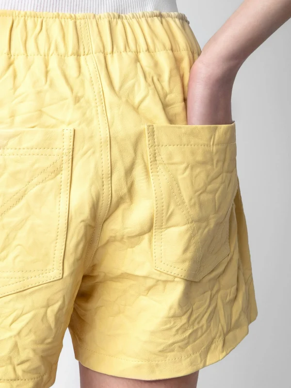 Zadig&Voltaire Pax Crinkled Leather Shorts Shea Clearance