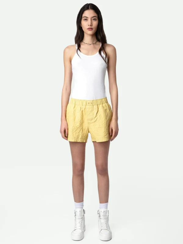 Zadig&Voltaire Pax Crinkled Leather Shorts Shea Clearance