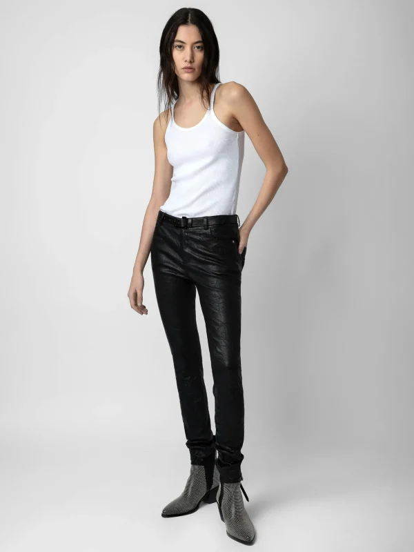 Zadig&Voltaire Phlame Crinkled Leather Pants Black Store