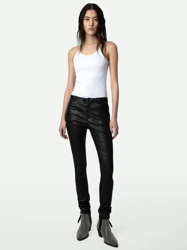 Zadig&Voltaire Phlame Crinkled Leather Pants Black Store