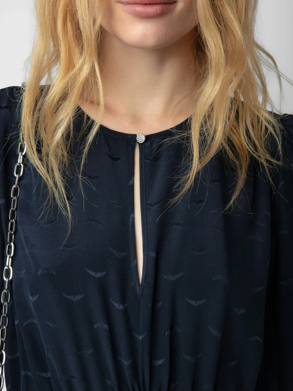 Zadig&Voltaire Rhodri Silk Jacquard Dress Encre Cheap