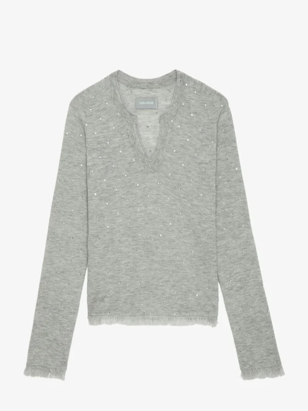Zadig&Voltaire Riviera Cashmere Sweater Gris chine clair Discount