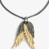 Zadig&Voltaire Rock Feather Pendant Necklace Old gold Best Sale
