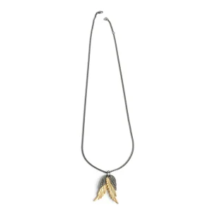 Zadig&Voltaire Rock Feather Pendant Necklace Old gold Best Sale