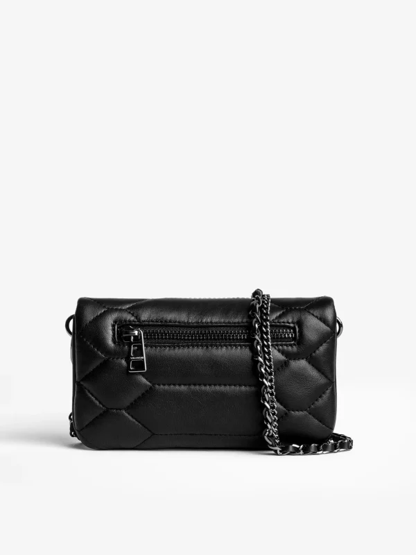 Zadig&Voltaire Rock Nano Quilted Leather Clutch Black Clearance