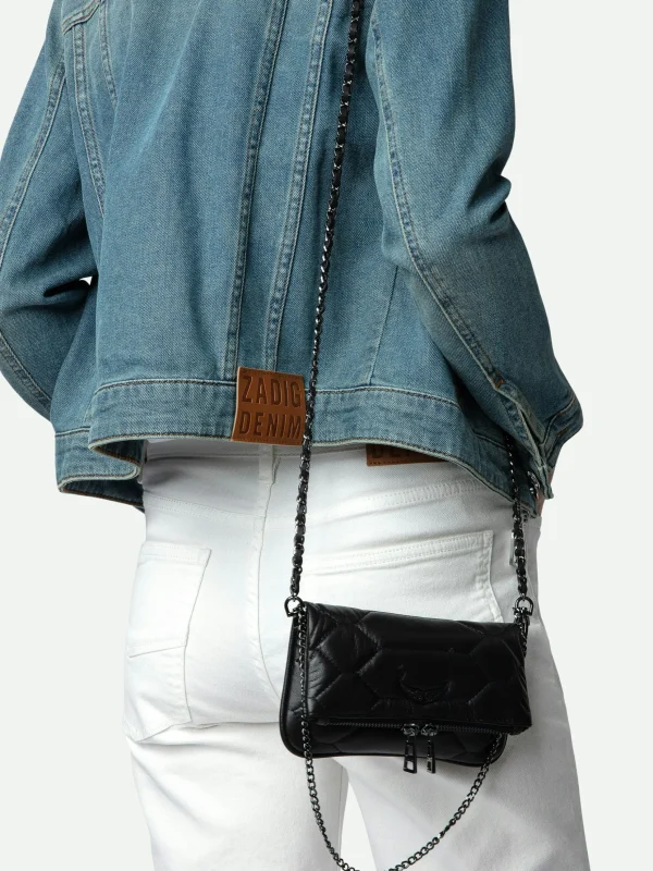 Zadig&Voltaire Rock Nano Quilted Leather Clutch Black Clearance