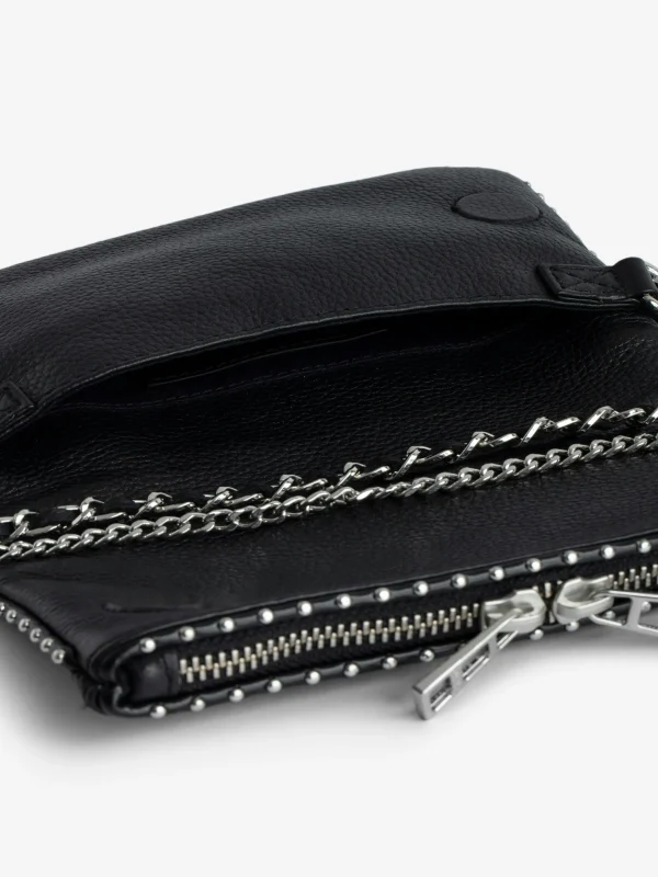 Zadig&Voltaire Rock Nano Studs Clutch Black New