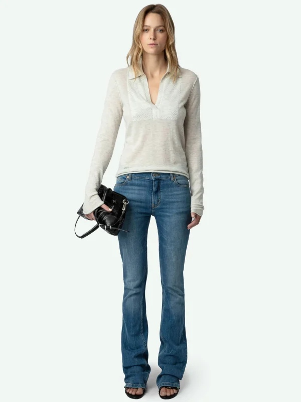 Zadig&Voltaire Sally Diamante Cashmere Sweater Neige Fashion