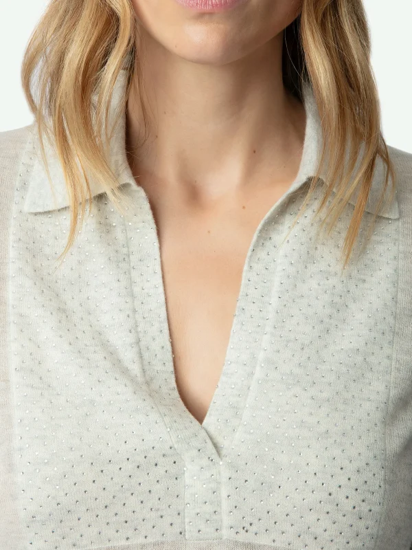 Zadig&Voltaire Sally Diamante Cashmere Sweater Neige Fashion