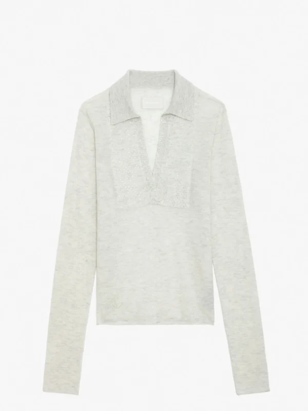 Zadig&Voltaire Sally Diamante Cashmere Sweater Neige Fashion