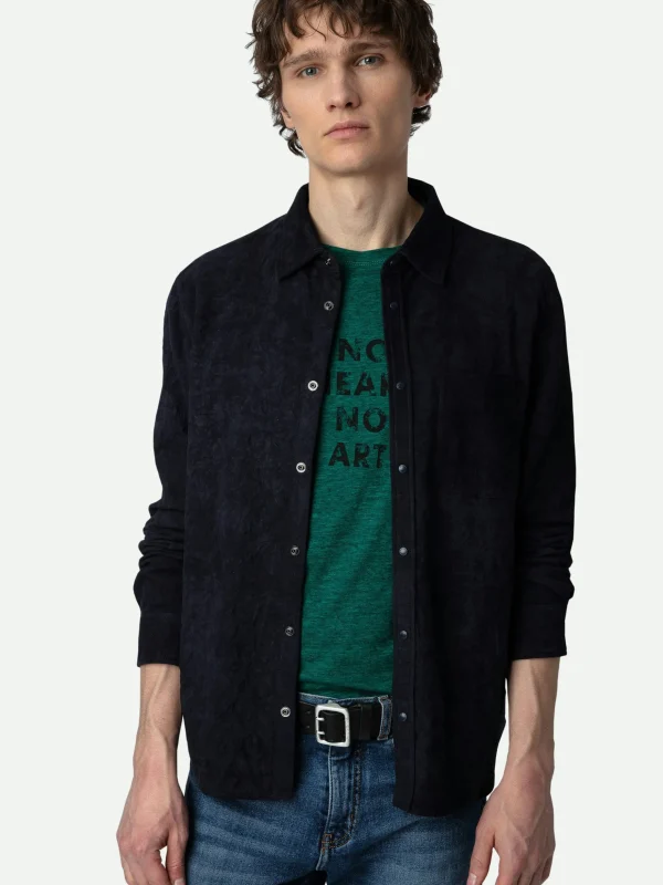 Zadig&Voltaire Serge Suede Shirt Encre Sale