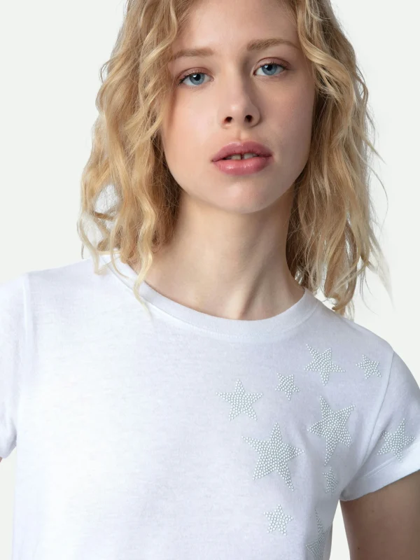 Zadig&Voltaire Skinny Stars Diamanté T-Shirt White Clearance