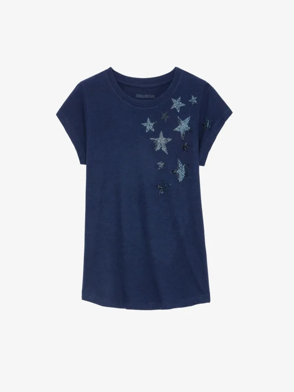 Zadig&Voltaire Skinny Stars Diamanté T-Shirt Marine New